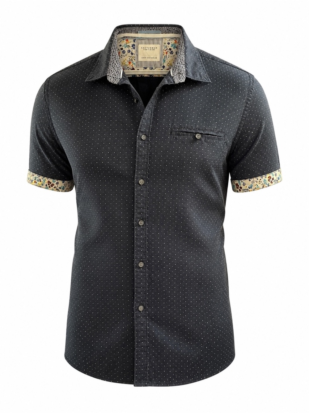 Cactus man Ricky Singh Men's Navy Short-Sleeve Button-Down Shirt with Dot Print